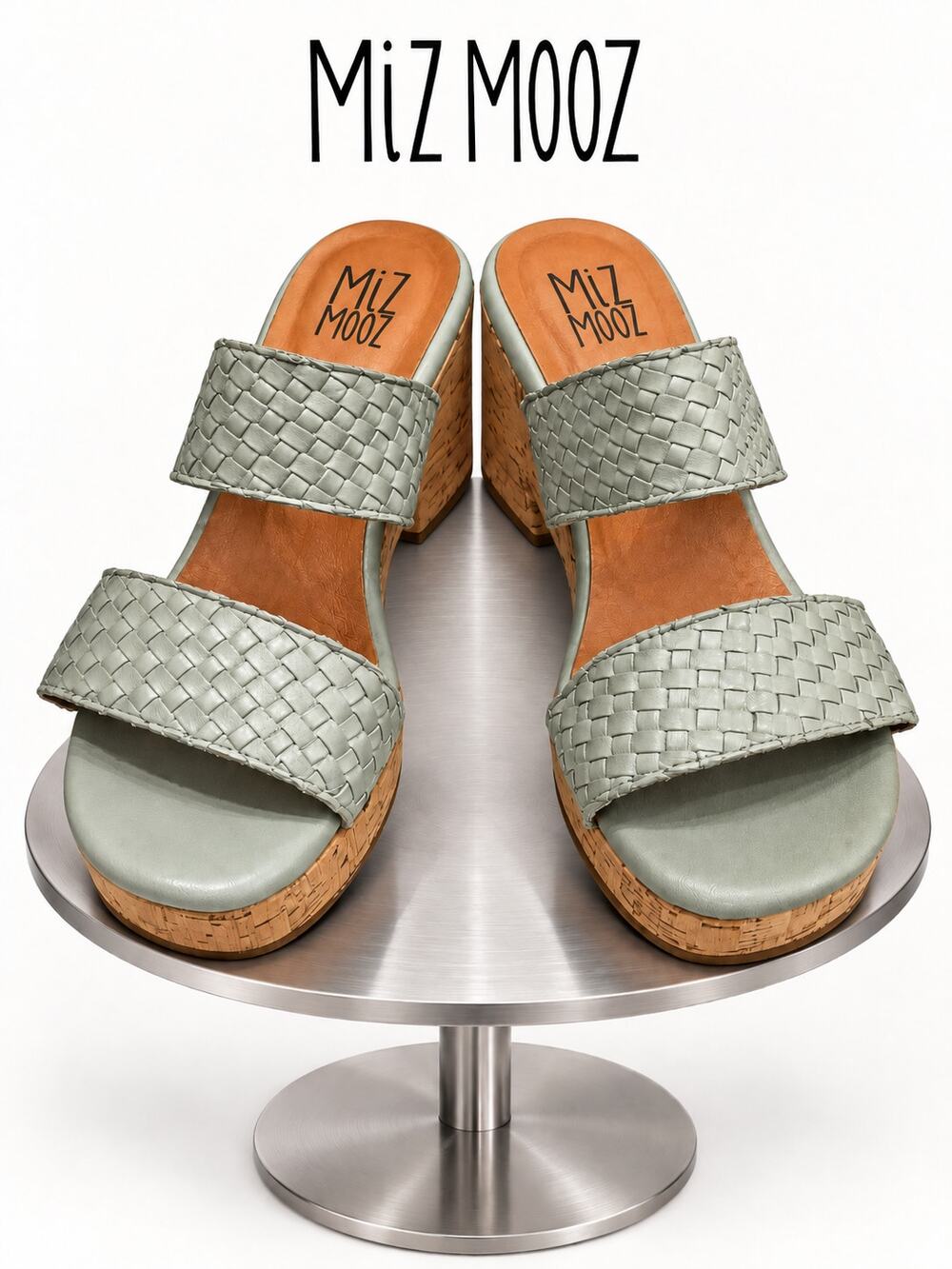 Miz Mooz Genna Woven Leather Cork Heel Sandals EU 40 US 9-9.5